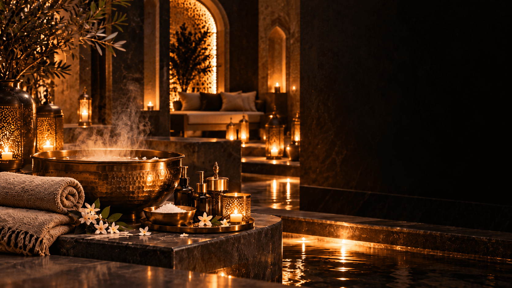Warm details from the Moroccan hammam at Salt Spa